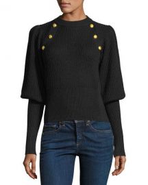 Veronica Beard Jude Crewneck Leg-of-Mutton Sleeve Wool Sweater at Neiman Marcus