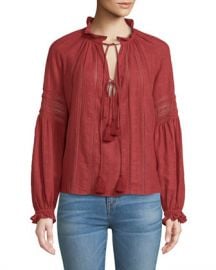 Veronica Beard Kalina Long-Sleeve Peasant Top at Neiman Marcus