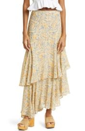 Veronica Beard Kaneli Paisley Tiered Asymmetric Silk Skirt at Nordstrom