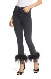 Veronica Beard Kareena Feather Hem Skinny Jeans  Charcoal    Nordstrom at Nordstrom