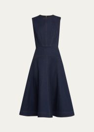 Veronica Beard Karrigan Denim A-Line Midi Dress - at Bergdorf Goodman