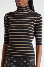 Veronica Beard Katrina Stripe Turtleneck Merino Wool Sweater at Nordstrom