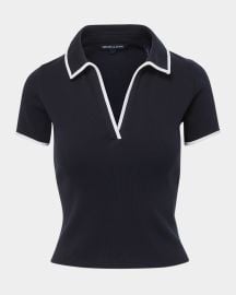 Veronica Beard Kearney Short Sleeve Polo Tee at Neiman Marcus