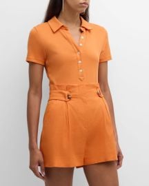 Veronica Beard Kearney Short-Sleeve Polo Top at Neiman Marcus