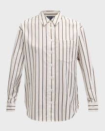 Veronica Beard Keiko Stripe Button-Front Shirt at Neiman Marcus