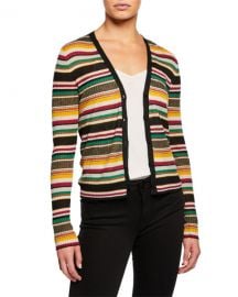 Veronica Beard Keke Striped Ribbed Cardigan at Neiman Marcus