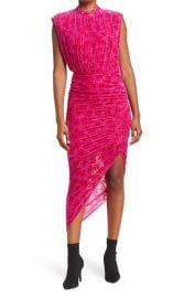 Veronica Beard Kendall Asymmetrical Burnout Velvet Cocktail Dress in Magenta Size 6 at Nordstrom