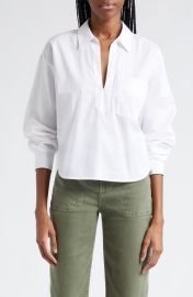 Veronica Beard Khai Stretch Cotton Woven Top at Nordstrom