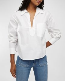 Veronica Beard Khai V-Neck Long Sleeve Top at Neiman Marcus