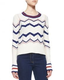 Veronica Beard Kindling Cotton Chevron Pullover at Neiman Marcus