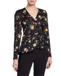 Veronica Beard Kiona Floral Button-Front Blouse at Neiman Marcus