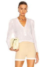 Veronica Beard Kirka Henley Pullover Sweater in Ivory  FWRD at Forward