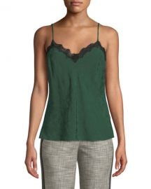 Veronica Beard Knox Silk Cami with Lace Trim at Neiman Marcus