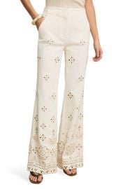 Veronica Beard Komi Embroidered Wide Leg Denim Pants at Nordstrom