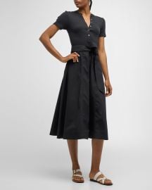 Veronica Beard Kyri Mixed-Media A-Line Midi Dress at Neiman Marcus