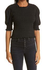 Veronica Beard Langston Smocked Puff Sleeve Top at Nordstrom