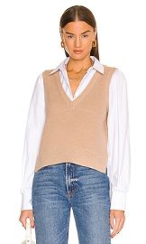 Veronica Beard Lark Mixed Media Vest in Camel at Revolve