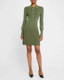 Veronica Beard Lauper Long-Sleeve Ribbed Mini Dress at Neiman Marcus