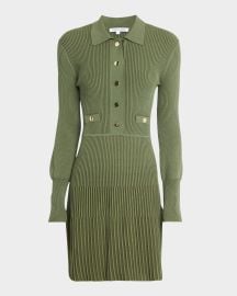 Veronica Beard Lauper Long-Sleeve Ribbed Mini Dress at Neiman Marcus