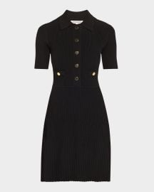 Veronica Beard Lauper Short-Sleeve Ribbed Mini Dress at Neiman Marcus