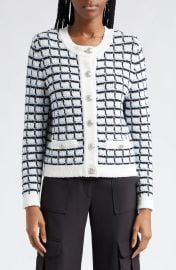 Veronica Beard Lavigne Check Organic Cotton Cardigan at Nordstrom