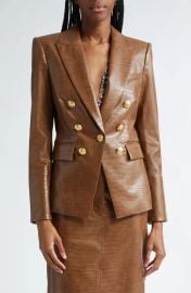 Veronica Beard Lawrence Croc Embossed Faux Leather Dickey Jacket at Nordstrom