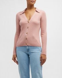 Veronica Beard Lazana Button-Front Collared Cashmere Cardigan at Neiman Marcus