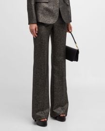 Veronica Beard Lebone Sparkly Wide-Leg Tailored Pants at Neiman Marcus