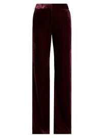 Veronica Beard Lebone Velvet Wide Leg Pants in Wine at Saks Fifth Avenue