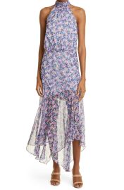 Veronica Beard Leia Floral Halter Neck Silk Dress in Cream Multi  at Nordstrom