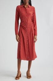 Veronica Beard Lex Polka Dot Shirtdress in Brick Red Ecru at Nordstrom