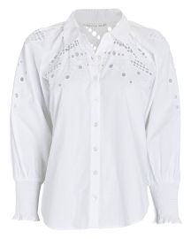 Veronica Beard Lilah Eyelet Poplin Button-Down Shirt at Intermix