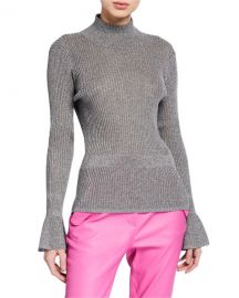 Veronica Beard Lilia Metallic Turtleneck Pullover Sweater at Neiman Marcus