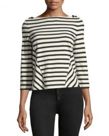 Veronica Beard Lincoln Striped 3 4-Sleeve Cotton Top at Neiman Marcus