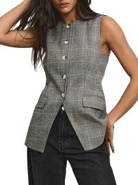 Veronica Beard Lois Plaid Linen-Blend Vest | Saks Fifth Avenue at Saks Fifth Avenue
