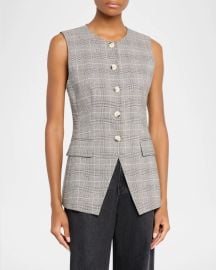 Veronica Beard Lois Tailored Plaid Vest at Neiman Marcus