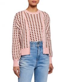 Veronica Beard Loraine Printed V-Neck Cardigan at Neiman Marcus