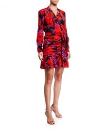 Veronica Beard Lorina Floral-Print Tie-Front Dress at Neiman Marcus