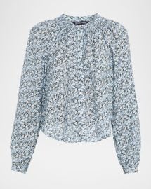 Veronica Beard Madge Blouse in Lake Mist Multi at Neiman Marcus