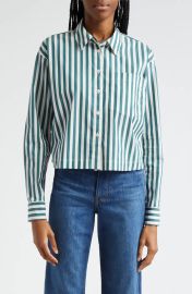 Veronica Beard Maia Cotton Poplin Crop Shirt at Nordstrom