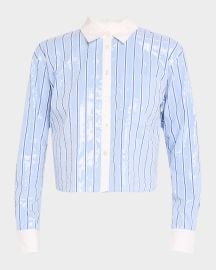 Veronica Beard Maia Stripe Sequined Shirt at Neiman Marcus