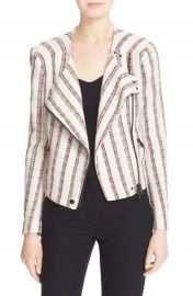 Veronica Beard Mara Stripe Tweed Moto Jacket at Nordstrom