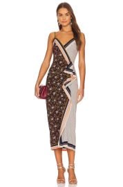 Veronica Beard Marga Bi Printed Silk Blend Midi Dress at Revolve