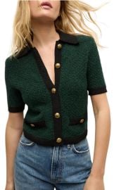 Veronica Beard Marie Cardigan In Pine ShopSimon at Shop Simon