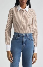 Veronica Beard Marisol Striped Cotton Blend Long Sleeve Shirt at Nordstrom