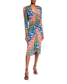 Veronica Beard Mary Ruched Patchwork Dress at Neiman Marcus