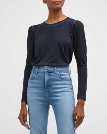 Veronica Beard Mason Long Sleeve Baseball Tee at Neiman Marcus