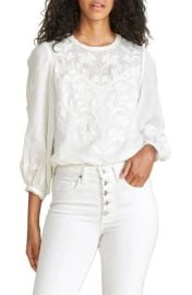 Veronica Beard Mayana Embroidered Blouse in White at Nordstrom