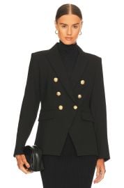 Veronica Beard Miller Dickey Jacket in Black with Gold Buttons at Revolve