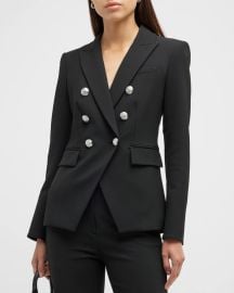 Veronica Beard Miller Dickey Jacket in Black with Silver Buttons at Neiman Marcus